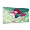 CANVAS PRINT LITTLE GIRL WITH A UNICORN - CHILDRENS PICTURES - PICTURES