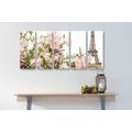 5-PIECE CANVAS PRINT EIFFEL TOWER AND PINK FLOWERS - PICTURES OF CITIES - PICTURES