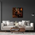 QUADRO SU TELA – ELEGANTE SCHELETRO ACCANTO AL CAMINO - QUADRI HALLOWEEN E HORROR - STAMPE E QUADRI