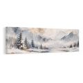 TABLEAU SUR TOILE – VALLÉE BRUMEUSE EN PAYSAGE HIVERNAL - TABLEAUX DE MONTAGNE - TABLEAUX