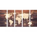 5-PIECE CANVAS PRINT MAP ON WOOD - 5-PIECES - 🔥 TOTAL SALE 🔥