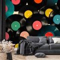TAPETE BUNTE RETRO-VINYLPLATTEN - MUSIK FOTOTAPETEN - TAPETEN