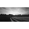 CANVAS PRINT SUNSET OVER THE LANDSCAPE IN BLACK AND WHITE - BLACK AND WHITE PICTURES - PICTURES