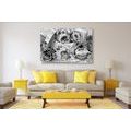 CANVAS PRINT ROMANTIC VINTAGE STYLE IN BLACK AND WHITE - BLACK AND WHITE PICTURES - PICTURES