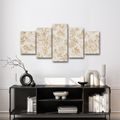 5-TEILIGES WANDBILD GOLDENE ORIENTALISCHE LANDSCHAFT - BILDER MIT FENG SHUI-MOTIVEN - BILDER