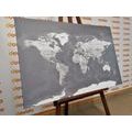 CANVAS PRINT DETAILED MODERN MAP IN BLACK AND WHITE - PICTURES OF MAPS - PICTURES