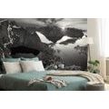 WALL MURAL MOUNTAIN PANORAMA IN BLACK AND WHITE - BLACK AND WHITE WALLPAPERS - WALLPAPERS