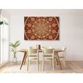 CANVAS PRINT DECORATIVE MANDALA WITH LACE IN BURGUNDY COLOR - PICTURES FENG SHUI - PICTURES