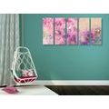 5-PIECE CANVAS PRINT PINK BRANCH OF FLOWERS - PICTURES FLOWERS - PICTURES