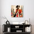 TABLEAU SUR TOILE – FEMME ÉLÉGANTE DANS LA MÉTROPOLE - TABLEAUX DE FEMMES - TABLEAUX