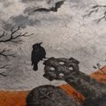 WANDBILD GEHEIMNISVOLLER FRIEDHOF UNTER VOLLMOND - HALLOWEEN- UND HORROR-BILDER - BILDER