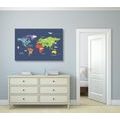 DECORATIVE PINBOARD WORLD MAP WITH LANDMARKS - PICTURES ON CORK - PICTURES