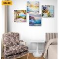 CANVAS PRINT SET TOUCH OF THE SEA IN THE IMITATION OF AN OIL PAINTING - SET OF PICTURES - PICTURES