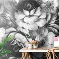 SELF ADHESIVE WALLPAPER FLOWERS IN BLACK AND WHITE - SELF-ADHESIVE WALLPAPERS - WALLPAPERS