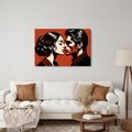 WANDBILD LEIDENSCHAFTLICHER KUSS IN ROT - BILDER MIT LIEBESMOTIVEN - BILDER