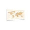 CANVAS PRINT WORLD MAP WITH A VINTAGE TOUCH - PICTURES OF MAPS - PICTURES