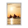 POSTER SEGELBOOTE BEI SONNENUNTERGANG - NATUR - POSTER