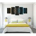 5-TEILIGES WANDBILD MANDALA MIT SONNENMUSTER - BILDER MIT FENG SHUI-MOTIVEN - BILDER