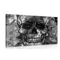 CANVAS PRINT SKULL IN BLACK AND WHITE - BLACK AND WHITE PICTURES - PICTURES