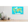 DECORATIVE PINBOARD GEOGRAPHICAL MAP OF THE WORLD FOR CHILDREN - PICTURES ON CORK - PICTURES