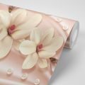 CARTA DA PARATI LUSSUOSA MAGNOLIA CON PERLE - FIORI DI CARTA DA PARATI - CARTA DA PARATI