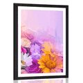 POSTER WITH MOUNT OIL PAINTING OF COLORFUL FLOWERS - FLOWERS - POSTERS