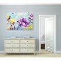 CANVAS PRINT PAINTED PURPLE AND YELLOW FLOWERS - PICTURES FLOWERS - PICTURES