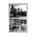 POSTER LAKE IN BEAUTIFUL NATURE IN BLACK AND WHITE - BLACK AND WHITE - POSTERS