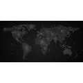 CANVAS PRINT WORLD MAP WITH NIGHT SKY IN BLACK AND WHITE - PICTURES OF MAPS - PICTURES