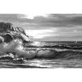 CANVAS PRINT MORNING AT SEA IN BLACK AND WHITE - BLACK AND WHITE PICTURES - PICTURES