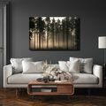 TABLEAU SUR TOILE – FORÊT DE PINS BRUMEUSE À L’AUBE - TABLEAUX FORÊT - TABLEAUX