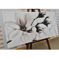 CANVAS PRINT BLACK AND WHITE MAGNOLIA WITH ABSTRACT ELEMENTS - BLACK AND WHITE PICTURES - PICTURES