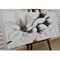 TABLEAU SUR TOILE – MAGNOLIA EN NOIR ET BLANC AVEC DES ÉLÉMENTS ABSTRAITS - TABLEAUX EN NOIR ET BLANC - TABLEAUX