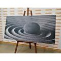 CANVAS PRINT MEDITATING STONE IN BLACK AND WHITE - BLACK AND WHITE PICTURES - PICTURES