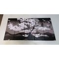 IMPRESSION SUR TOILE EN 5 PARTIES ARBRE EN NOIR ET BLANC COUVERT DE NUAGES - IMPRESSIONS SUR TOILE NOIR ET BLANC - IMPRESSION SUR TOILE