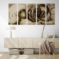 5-PIECE CANVAS PRINT ROSE IN SEPIA LOVE - BLACK AND WHITE PICTURES{% if product.category.pathNames[0] != product.category.name %} - PICTURES{% endif %}