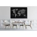 CANVAS PRINT TRENDY BLACK AND WHITE WORLD MAP - PICTURES OF MAPS - PICTURES