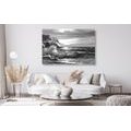 CANVAS PRINT MORNING AT SEA IN BLACK AND WHITE - BLACK AND WHITE PICTURES - PICTURES