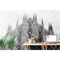 WALL MURAL MILAN CATHEDRAL IN BLACK AND WHITE - BLACK AND WHITE WALLPAPERS - WALLPAPERS