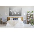 CANVAS PRINT BLACK AND WHITE MAP OF THE WORLD IN AN ORIGINAL DESIGN - PICTURES OF MAPS - PICTURES