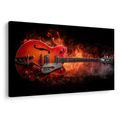 WANDBILD ELEKTRISCHE GITARRE IN FLAMMEN - MUSIKBILDER - BILDER