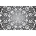 CANVAS PRINT ORNAMENTAL MANDALA WITH LACE IN BLACK AND WHITE - BLACK AND WHITE PICTURES - PICTURES