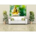 CANVAS PRINT GOLDEN BUDDHA ON A LOTUS FLOWER - PICTURES FENG SHUI - PICTURES