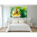 CANVAS PRINT GOLDEN BUDDHA ON A LOTUS FLOWER - PICTURES FENG SHUI - PICTURES