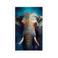 POSTER BLAU-GOLDENER ELEFANT - HERRSCHER DES TIERREICHS - POSTER