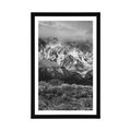 POSTER WITH MOUNT UNIQUE MOUNTAIN LANDSCAPE IN BLACK AND WHITE - BLACK AND WHITE - POSTERS