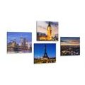 CANVAS PRINT SET NIGHT CITIES - SET OF PICTURES - PICTURES