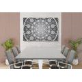 CANVAS PRINT ORNAMENTAL MANDALA WITH LACE IN BLACK AND WHITE - BLACK AND WHITE PICTURES - PICTURES