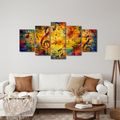 5-TEILIGES WANDBILD MUSIKALISCHE SYMPHONIE DER FARBEN - MUSIKBILDER - BILDER