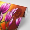 SELF ADHESIVE WALLPAPER VIOLET FLOWERS IN ETHNO STYLE - SELF-ADHESIVE WALLPAPERS - WALLPAPERS